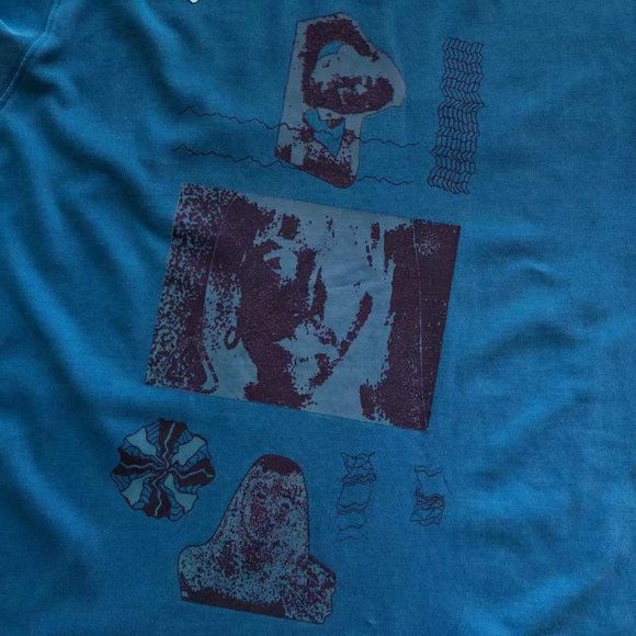 Cavermpt Blue Long Sleeve Hoodie Black Abstract Print - Picture 11 of 15